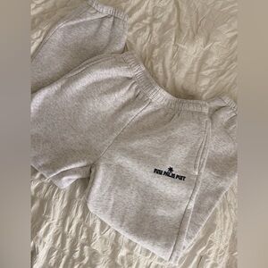 Pink Palm Puff PPP Grey Sweatpants With Navy Embroidery Size Small